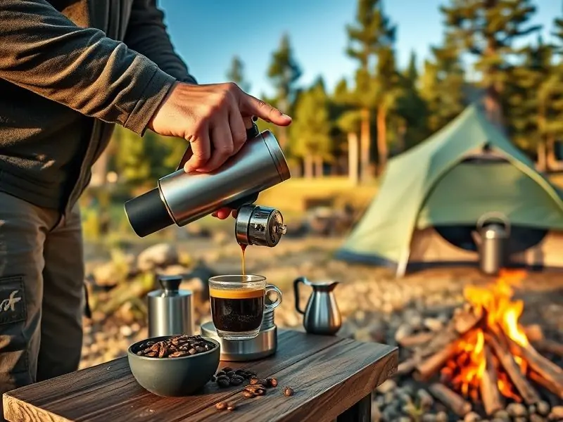 how to use portable espresso maker while camping